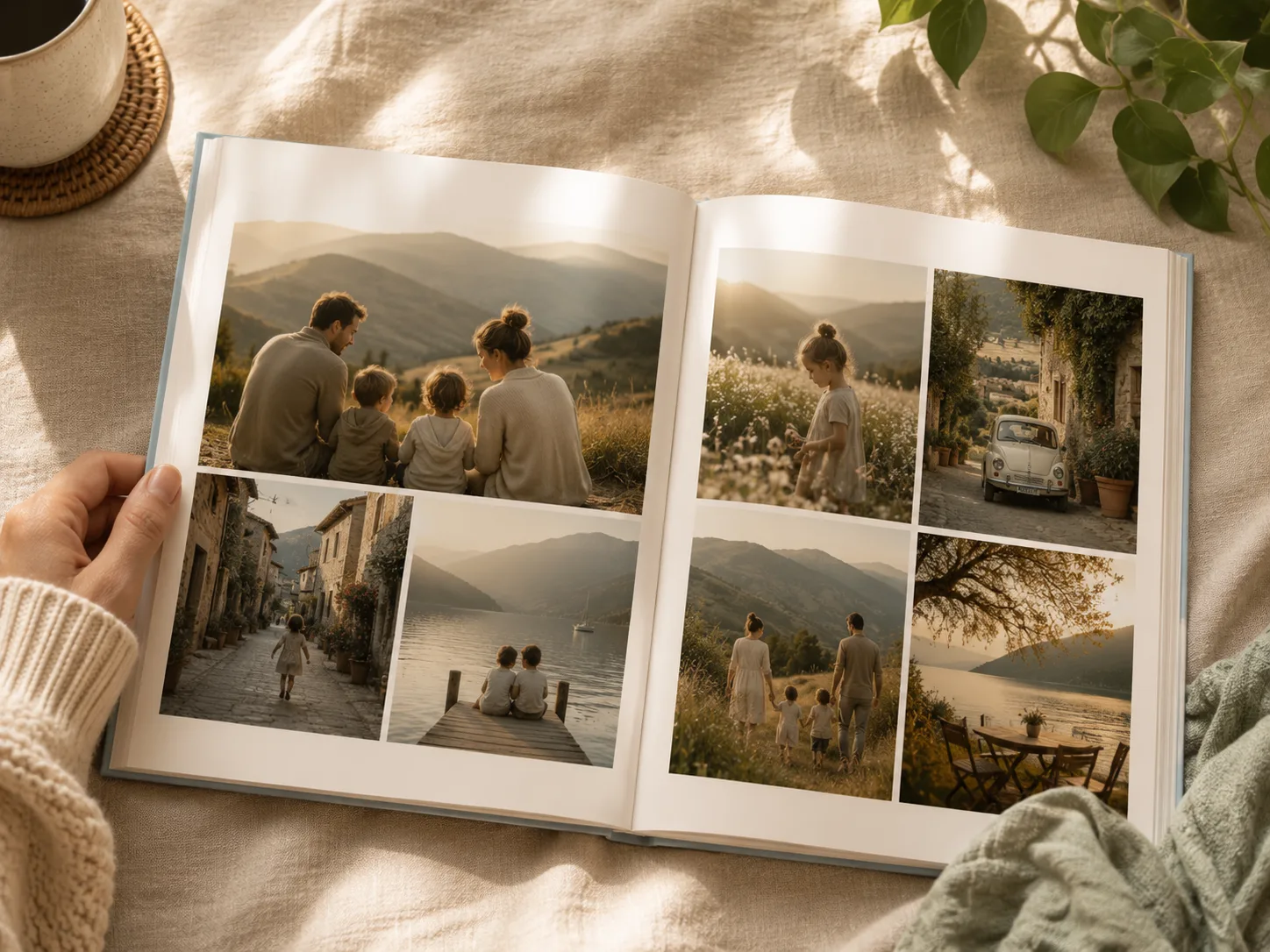 An open Chapterli hardcover showing a two-page photo spread.